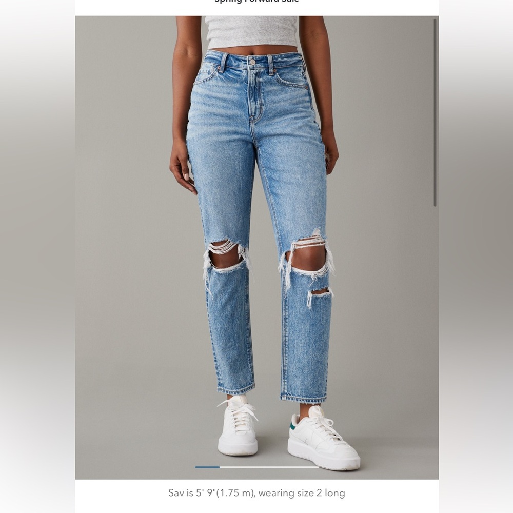 AMERICAN EAGLE Strigid Mom Jeans - Blown Out Blue - 2 Short